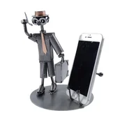 Figurki dekoracyjne - Metalowa figurka-Stojak na telefon Biznesmen. Praktyczna dekoracja do biura - miniaturka - grafika 1