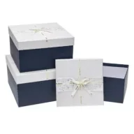 Opakowania i torebki na prezenty - Pudełko prezentowe z kokardą 3szt granat ROZETTE - miniaturka - grafika 1