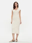 Sukienki - Tommy Hilfiger Sukienka letnia WW0WW41273 Beżowy Slim Fit - miniaturka - grafika 1