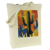 Torby i wózki na zakupy - TORBA bawełniana 220g ecru z nadrukiem KAKTUS torebka materiałowa na zakupy - miniaturka - grafika 1