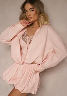 Koszule damskie - Różowa 2w1 Koszula z Bawełny i Top na Ramiączkach z Koronką Telowena - miniaturka - grafika 1