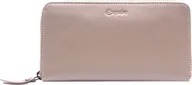 Portfele - Skórzany portfel Esquire Peru Zip Around Wallet Taupe beżowy - miniaturka - grafika 1