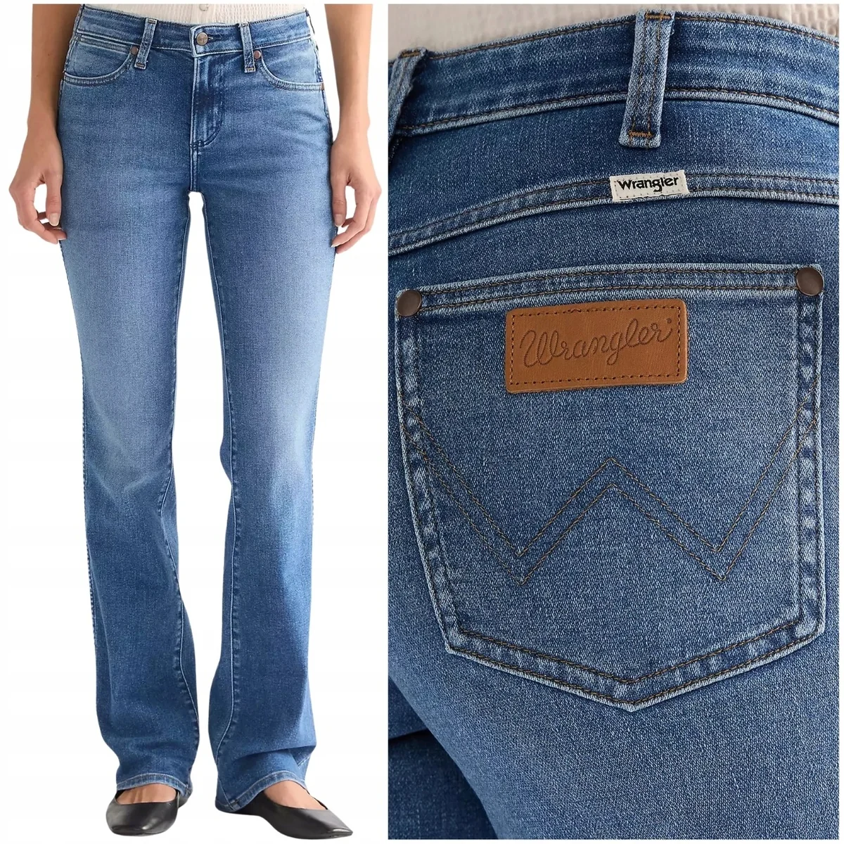 Wrangler Bootcut Raven rozszerzane damskie spodnie jeansowe W26 L32