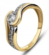 Pierścionki - BOGATY ZŁOTY PIERŚCIONEK Z CYRKONIAMI WENUS 333 - miniaturka - grafika 1