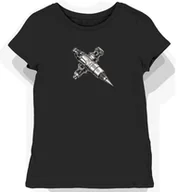 Koszulki i topy damskie - Koszulka damska czarna z motoryzacyjnym stylem w srebrnym wykończeniu XL - miniaturka - grafika 1