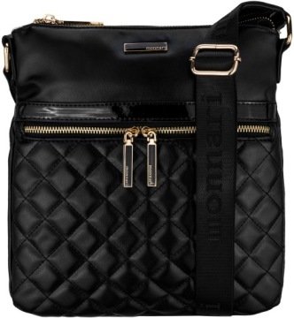 Monnari Torebka Damska Czarna Pikowana Listonoszka Kieszonki Premium