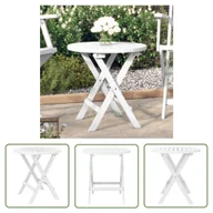Stoły ogrodowe - The Living Store Składany stolik ogrodowy - biały - Ø 46 cm - lite drewno akacjowe - Stolik Ogrodowy - miniaturka - grafika 1