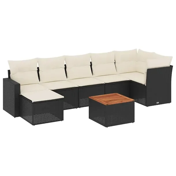 Zestaw mebli ogrodowych z rattanem PE, czarny, wymiary: 62 x 62 x 69 cm
