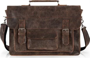 Solome BRĄZOWA SKÓRZANA TORBA LISTONOSZKA NA RAMIĘ SOLOME LAGO - Teczki i aktówki - miniaturka - grafika 1