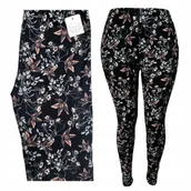 Legginsy - LEGINSY WYSOKI STAN KWIATY wygodne elastyczne miękkie kryjące 40 42 L XL - miniaturka - grafika 1