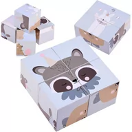 Układanki dla dzieci - Drewniane Klocki puzzle zwierzątka obrazki ZA4114 - miniaturka - grafika 1