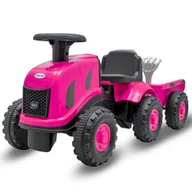 Jeździki dla dzieci - Dziecięcy Jeździk - Traktor Z Przyczepą i Narzędziami Baby Mix Benny Różowy - miniaturka - grafika 1