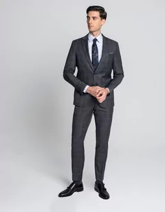 Borgio spodnie cave szary slim fit - Spodnie męskie - miniaturka - grafika 1