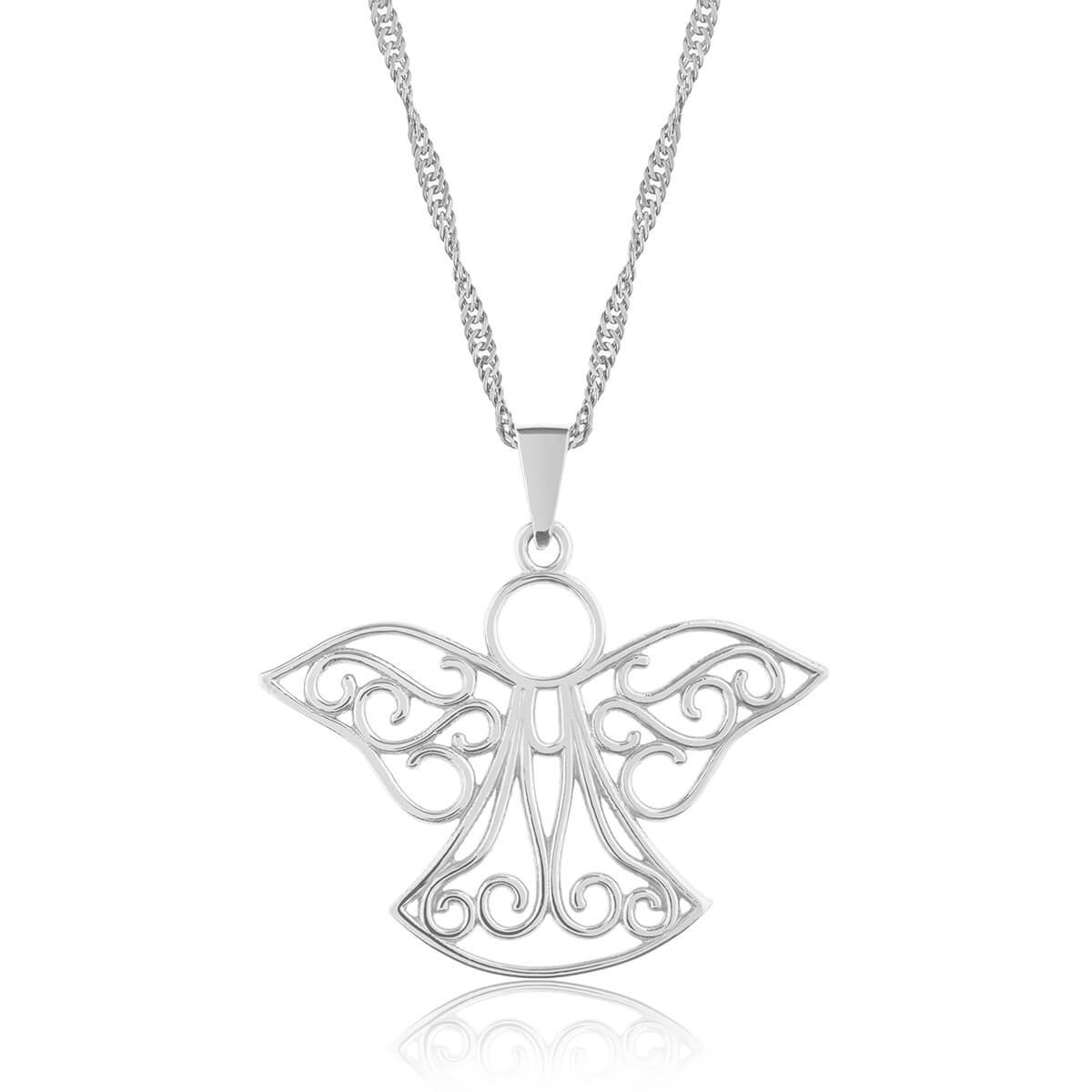 Srebrny wisiorek aniołek ażurowy