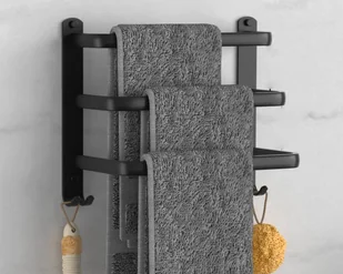 Aluminiowy, czarny, matowy wieszak łazienkowy na ręczniki, 30 cm - Ręczniki - miniaturka - grafika 1
