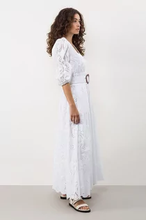 Sukienki - Ivy & Oak sukienka Marie kolor biały maxi rozkloszowana - grafika 1