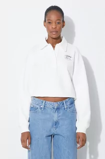 Bluzy damskie - Lacoste bluza bawełniana damska kolor biały gładka - grafika 1