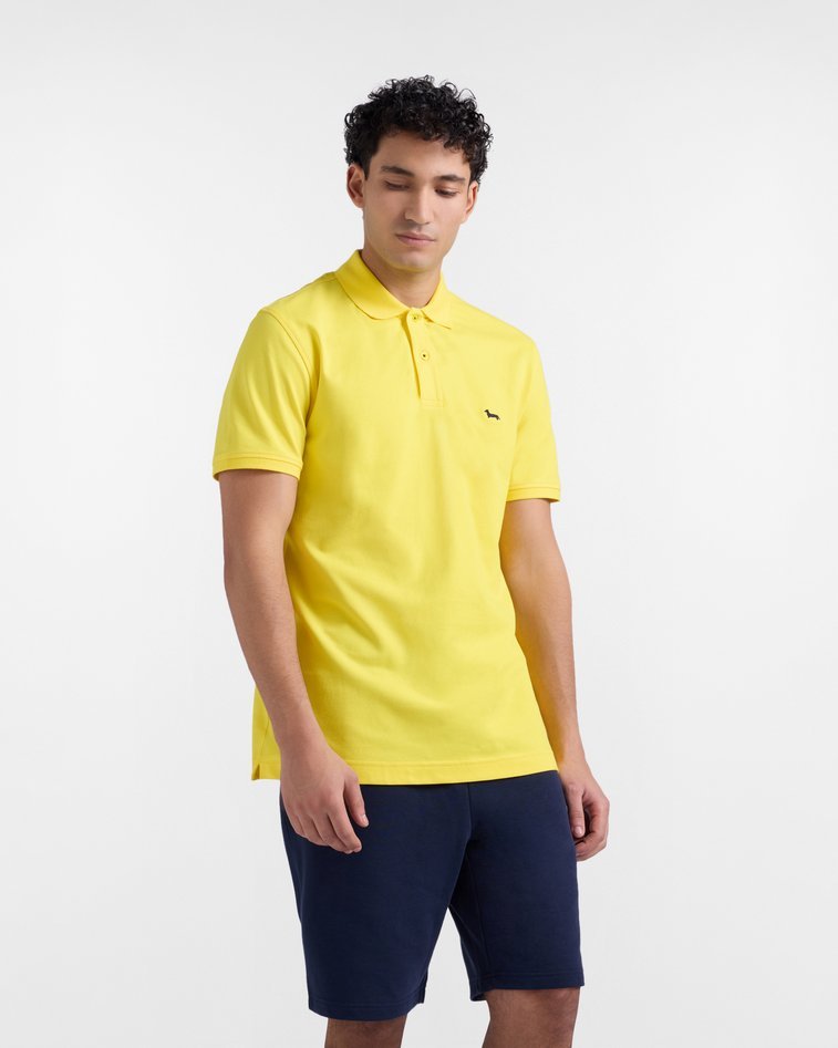 polo basic piquet stretch męskie żółty