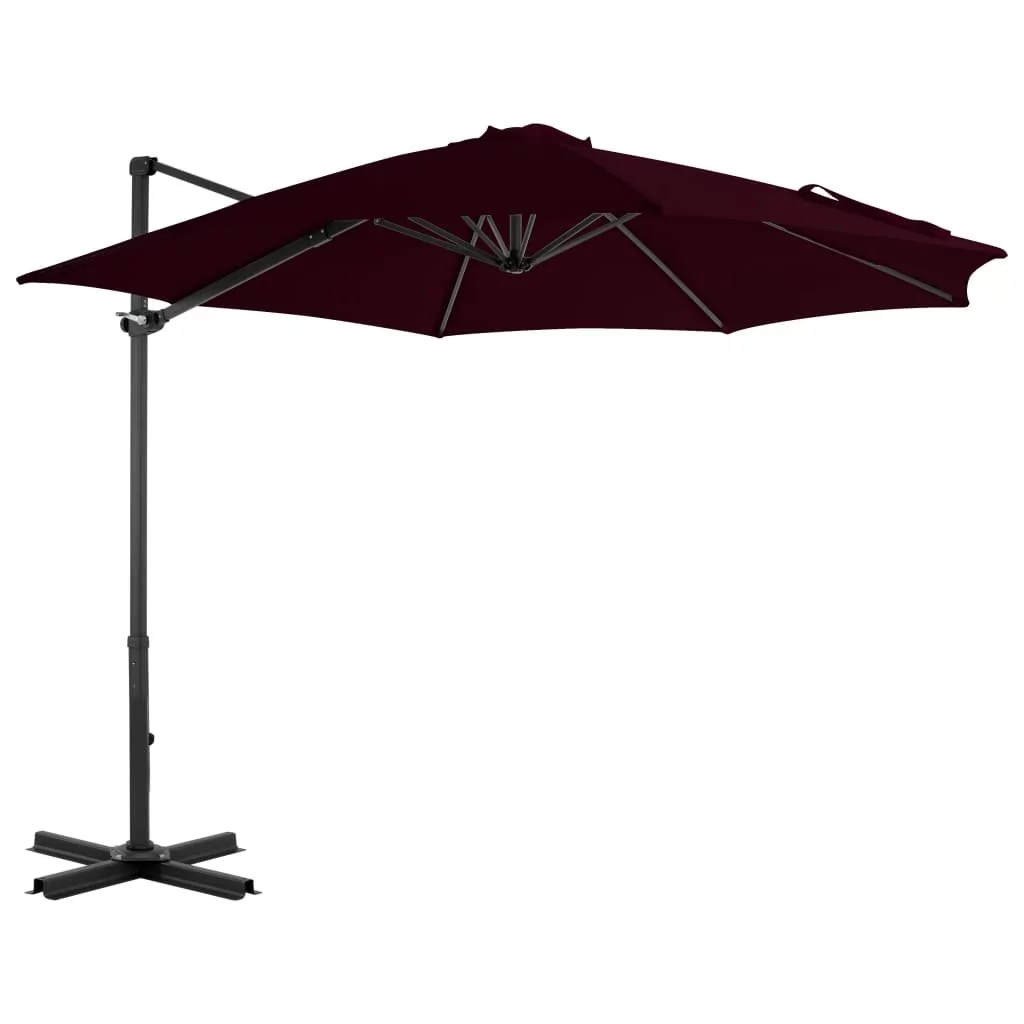 vidaXL Parasol wiszący z aluminiowym słupkiem, czerwony, 300 cm vidaXL