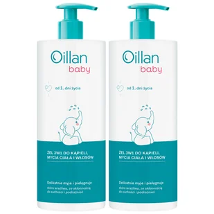 Zestaw Oillan Baby, żel do kąpieli, mycia ciała i włosów 3w1, od 1 dnia życia, 2 x 750 ml - Kosmetyki kąpielowe dla dzieci - miniaturka - grafika 1