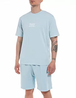 Koszulki męskie - Replay T-shirt męski, Jasnoniebieski 109, XL - grafika 1
