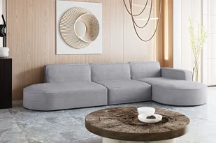 Designerski Narożnik, Sofa w kształcie litery L MODENA, tkanina Poso Jasnoszary Prawy - Narożniki - miniaturka - grafika 1
