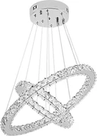 Lampy sufitowe - 48W Luksusowy nowoczesny kryształowy żyrandol wiszący Lampa sufitowa Led z dwoma pierścieniami (48W z możliwością ściemniania) CEEDIR - miniaturka - grafika 1