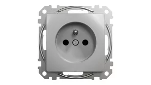 Schneider Electric, Sedna Design i Elements, Gniazdo zasilające 2P+PE z przesłonami torów prądowych, srebrne aluminium,SDD113011 - Gniazdka elektryczne - miniaturka - grafika 1