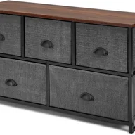 Komody - Komoda z 5 Szufladami i Solidną Metalową Ramą, Mebel do Przechowywania z Wyjmowanymi Szufladami z Tkaniny, Styl Industrialny, 100 x 30 x 53,5 cm - miniaturka - grafika 1