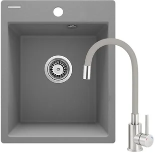 Zlewozmywak DEANTE Corio ZRCPS103 Szary metaliczny + bateria stojąca - Zlewozmywaki z baterią - miniaturka - grafika 1