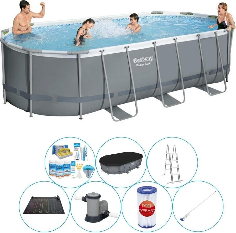 Zestaw basenowy - Bestway Power Steel Oval 548x274x122 cm