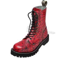 Botki męskie - glany STEEL - SPIDER BLACK / FULL RED (10-dziurkowe)-38 - miniaturka - grafika 1