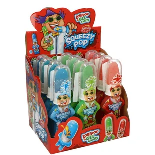 LIZAK Z ŻELEM SQUEEZY POP MIX 12SZT - Gumy do żucia, lizaki, dropsy - miniaturka - grafika 1