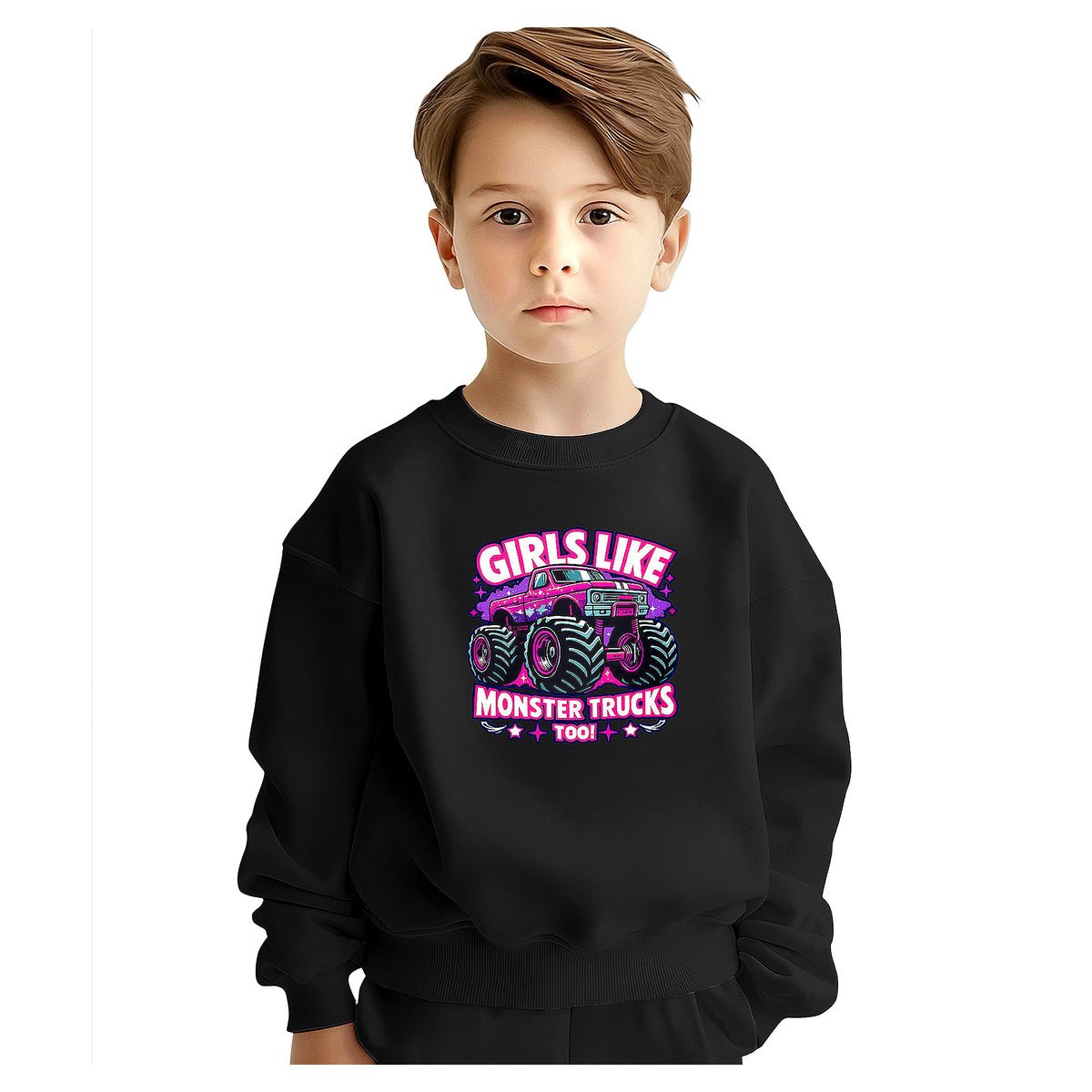 BLUZA DZIECIĘCA MONSTER TRUCK GIRLS 122-128 DLA CHŁOPCA DZIEWCZYNKI