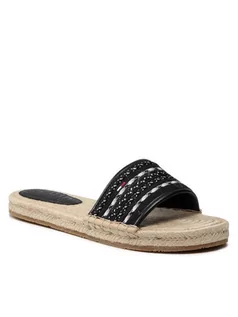 Espadryle damskie - Tommy Jeans Espadryle Colored Laces Flat Sandal EN0EN01438 Czarny - grafika 1