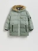 Kurtki i płaszcze dla chłopców - Reserved - Pikowana kurtka z kapturem - jasny zielony - miniaturka - grafika 1