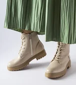 Botki damskie - Beżowe ocieplane traperki Vinceza-40 - VINCEZA - miniaturka - grafika 1