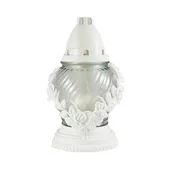 Lampiony i znicze - Znicz szklany Z 02 wianek 21 cm biały - miniaturka - grafika 1