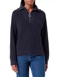 Tommy Hilfiger Damski sweter z zamkiem błyskawicznym Hayana Cable, Pustynne niebo, M - Swetry damskie - miniaturka - grafika 1