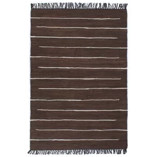 vidaXL Ręcznie tkany dywanik Chindi, bawełna, 200x290 cm, brązowy - Dywany - miniaturka - grafika 1