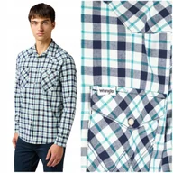 Koszule męskie - Wrangler WESTERN SHIRT Blue koszula bawełniana męska w kratę REGULAR FIT L - miniaturka - grafika 1