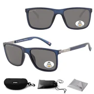 Okulary przeciwsłoneczne - Granatowe prostokątne okulary przeciwsłoneczne z polaryzacją MP4B - miniaturka - grafika 1