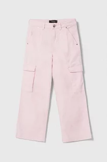 Spodnie i spodenki dla dziewczynek - Guess spodnie dziecięce kolor różowy gładkie - grafika 1