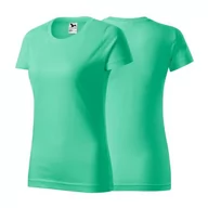 Koszulki i topy damskie - Koszulka miętowa z krótkim rękawem z logo a sercu damska z nadrukiem logo firmy 160g BASIC134 kolor 95 koszulka krótki rękaw - miniaturka - grafika 1