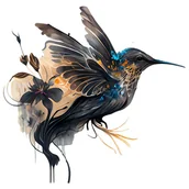 Pasmanteria - Naprasowanka Koliber, Ptak, Sztuka, Kwiaty 9 Modna - miniaturka - grafika 1