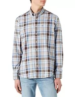 Koszule męskie - bugatti Męska koszula 9350-38412 z kołnierzem na guziki, brązowa, standardowa, brązowy, S - miniaturka - grafika 1