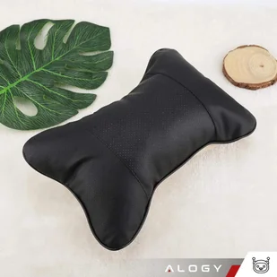 Poduszka samochodowa profilowana pod szyję głowę kark na zagłówek auta, fotel wygodna miękka ekoskóra Alogy Czarna - Pozostałe akcesoria do telefonów - miniaturka - grafika 19