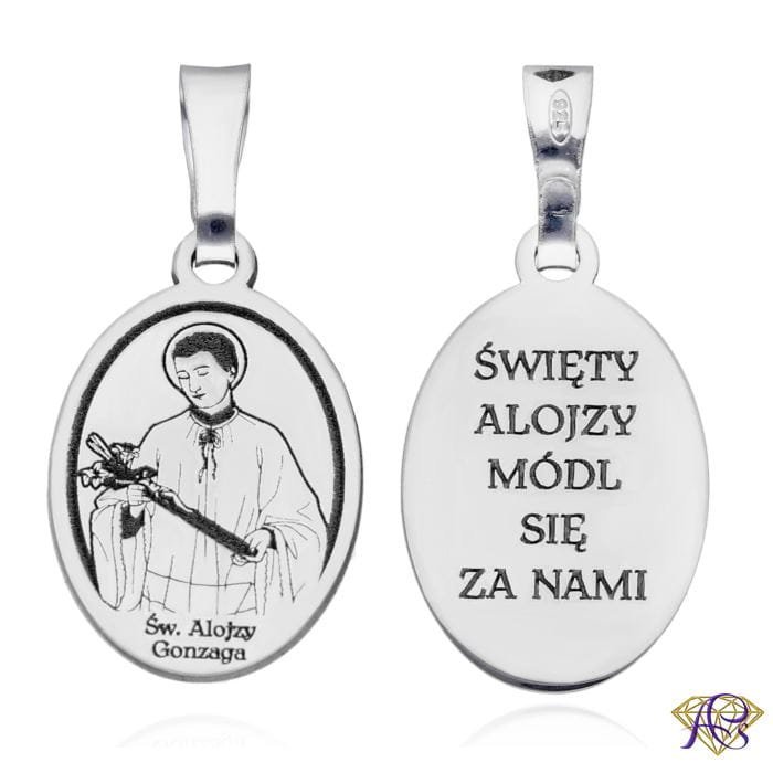 Srebrny medalik Ag 925 rodowany Św. Alojzy Gonzaga MDC104R