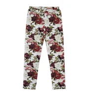Legginsy - Bawełniane legginsy Czerwone Kwiaty - 110 - miniaturka - grafika 1