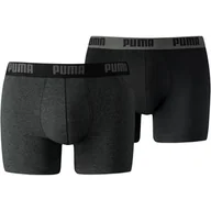 Bielizna sportowa męska - Bokserki męskie Puma Basic Boxer 2P ciemno szare 521015001 691 - miniaturka - grafika 1